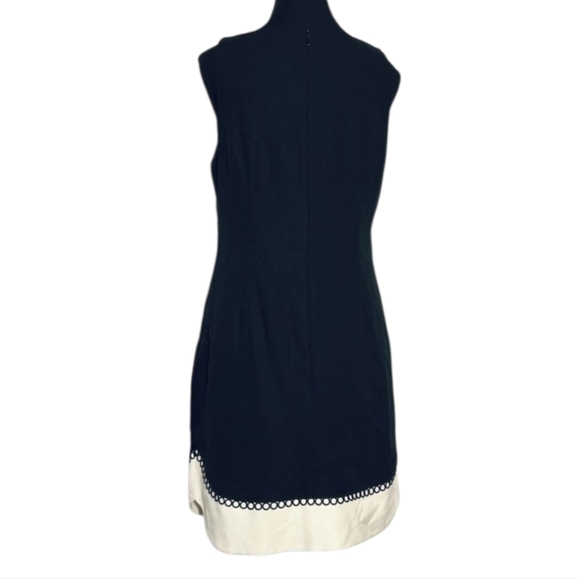 Sleeveless Black Dress White Trim V Neck Casual Party Cocktail - Picture 8 of 11